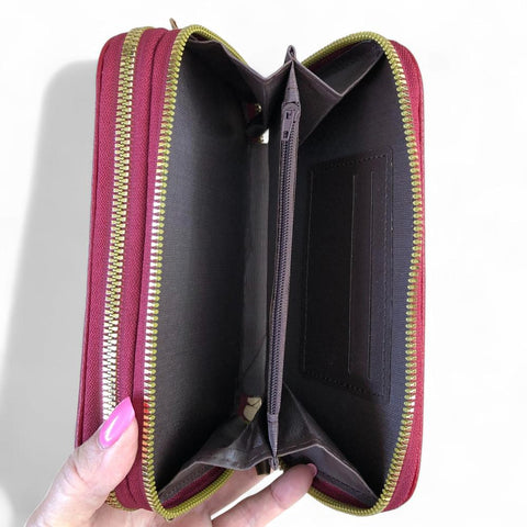 Cotton Road Wallet: Large RED PU Leather Cellphone Sling Wallet