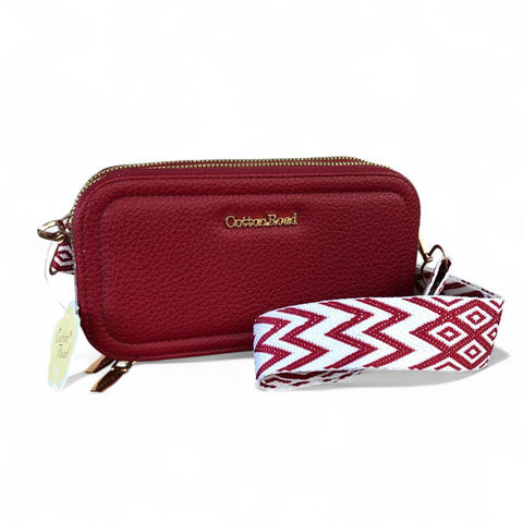 Cotton Road Wallet: Large RED PU Leather Cellphone Sling Wallet