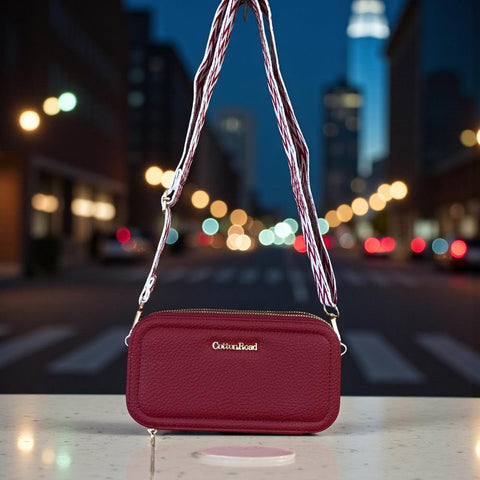 Cotton Road Wallet: Large RED PU Leather Cellphone Sling Wallet