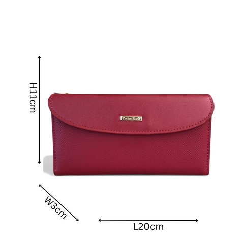 Cotton Road Wallet: Large RED PU Leather Wallet with CLIP
