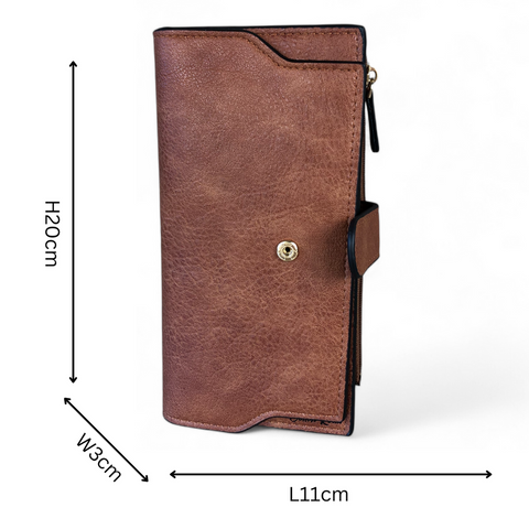 Cotton Road Wallet: Large TAN PU Leather Wallet with CLIP