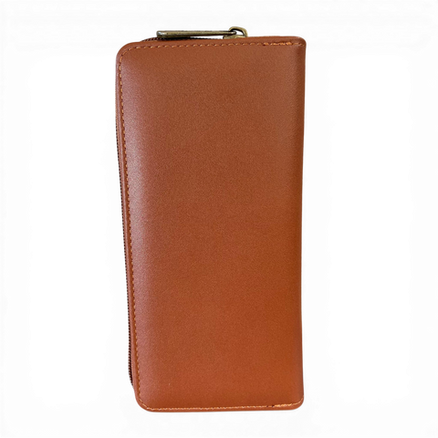Cotton Road Wallet: Large TAN PU Leather with PROTEA Design