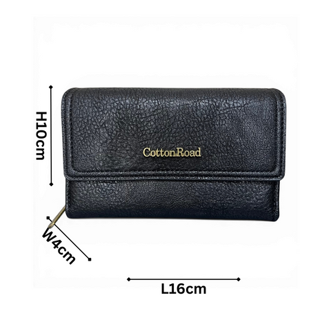 Cotton Road Wallet: MEDIUM BLACK PU Leather