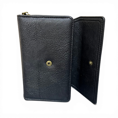 Cotton Road Wallet: MEDIUM BLACK PU Leather