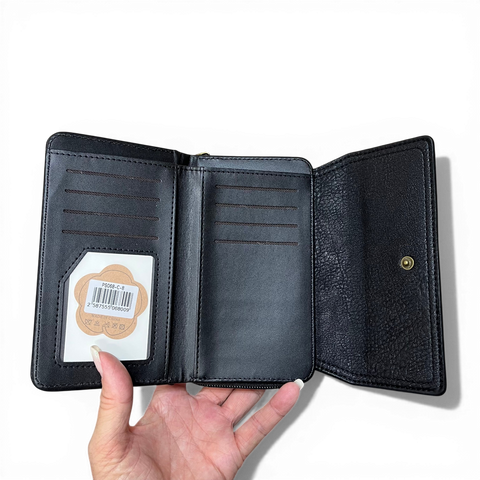 Cotton Road Wallet: MEDIUM BLACK PU Leather