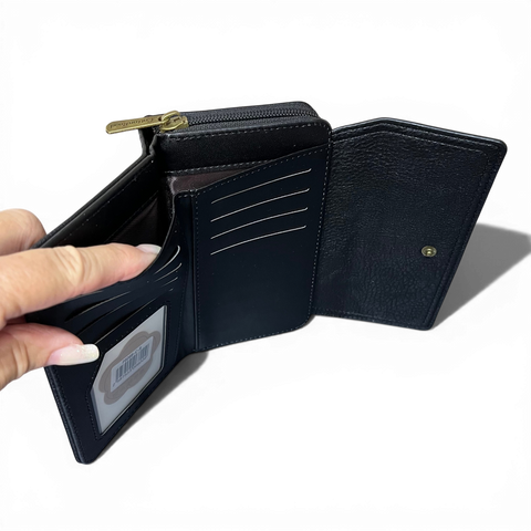 Cotton Road Wallet: MEDIUM BLACK PU Leather