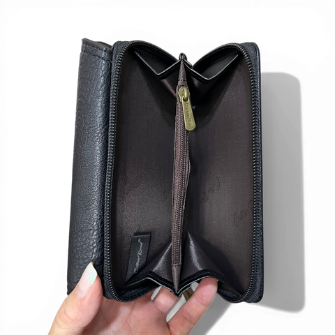 Cotton Road Wallet: MEDIUM BLACK PU Leather