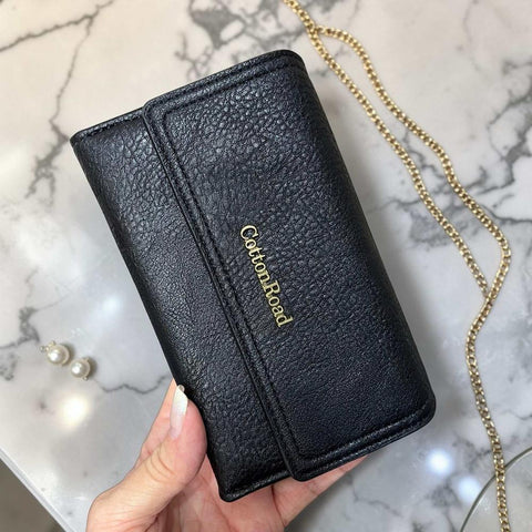 Cotton Road Wallet: MEDIUM BLACK PU Leather