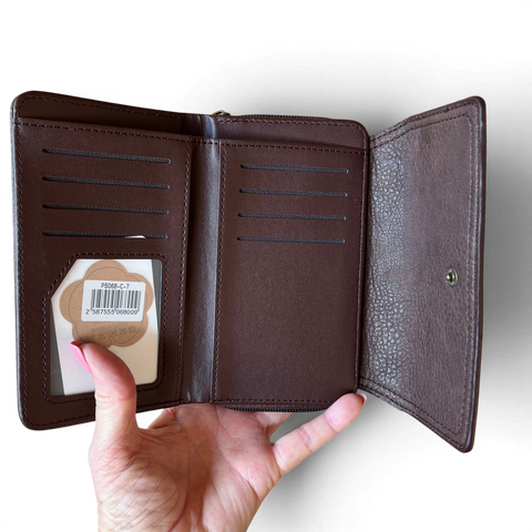 Cotton Road Wallet: MEDIUM BROWN PU Leather Compact & Stylish