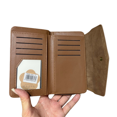 Cotton Road Wallet: MEDIUM BROWN PU Leather Wallet with EMBOSSED Print