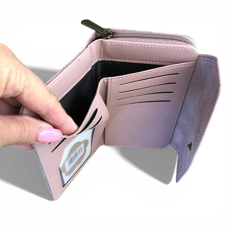 Cotton Road Wallet: MEDIUM PINK PU Leather with EMBOSSED Print