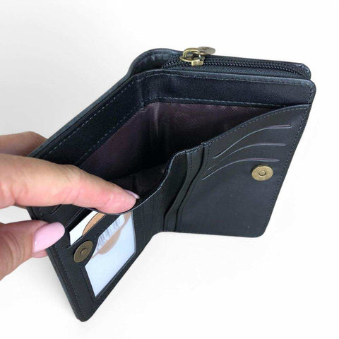 Cotton Road Wallet: Medium BLACK PU Leather Wallet