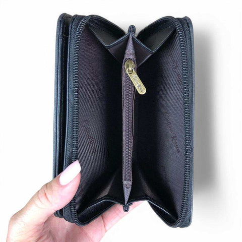 Cotton Road Wallet: Medium BLACK PU Leather Wallet