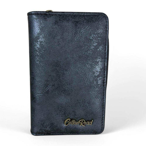 Cotton Road Wallet: Medium BLACK PU Leather Wallet