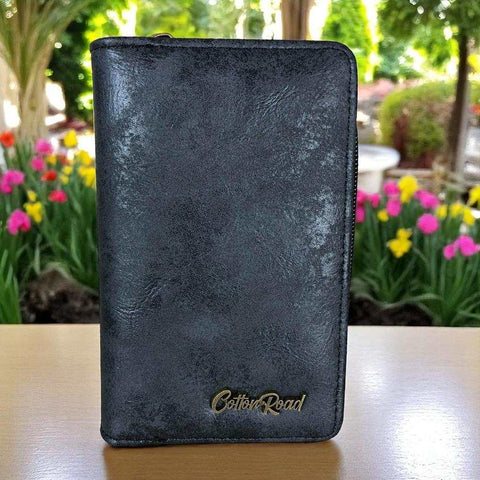 Cotton Road Wallet: Medium BLACK PU Leather Wallet