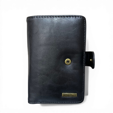 Cotton Road Wallet: Medium BLACK PU Leather with CLIP