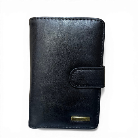 Cotton Road Wallet: Medium BLACK PU Leather with CLIP