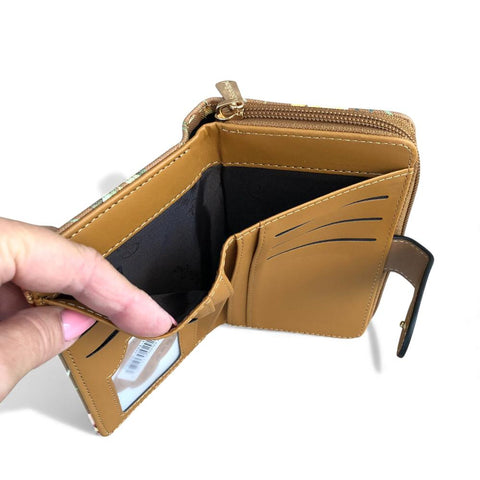 Cotton Road Wallet: Medium BROWN FLORAL PU Leather Wallet