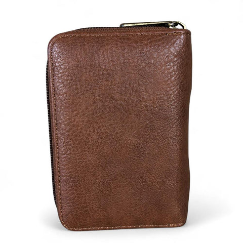 Cotton Road Wallet: Medium BROWN PU Leather Wallet with CLIP
