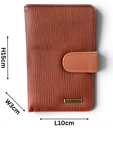 Cotton Road Wallet: Medium BROWN PU Leather with CLIP