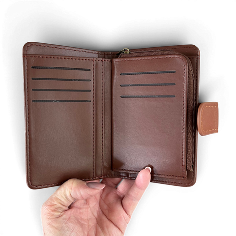 Cotton Road Wallet: Medium BROWN PU Leather with CLIP