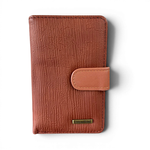 Cotton Road Wallet: Medium BROWN PU Leather with CLIP