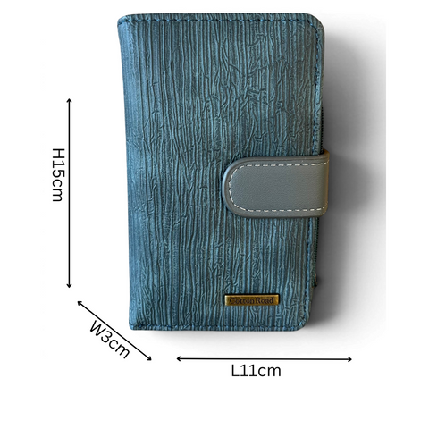 Cotton Road Wallet: Medium Blue PU Leather with CLIP