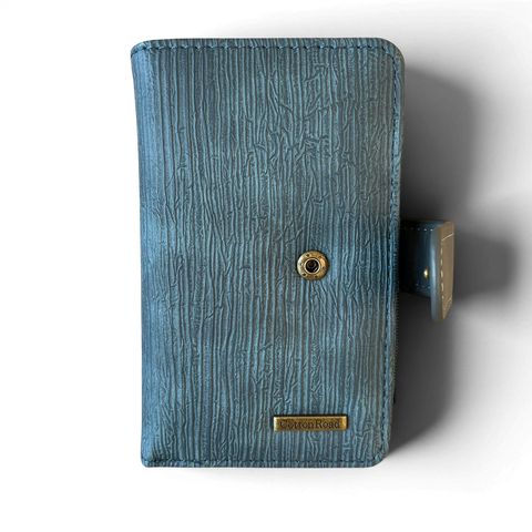 Cotton Road Wallet: Medium Blue PU Leather with CLIP