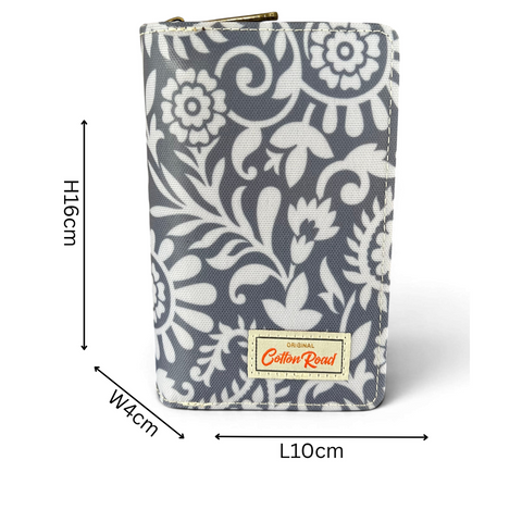 Cotton Road Wallet: Medium Blue Paisley Print PVC Wallet