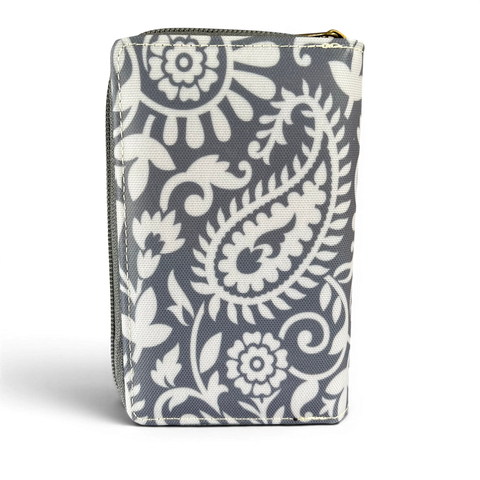 Cotton Road Wallet: Medium Blue Paisley Print PVC Wallet