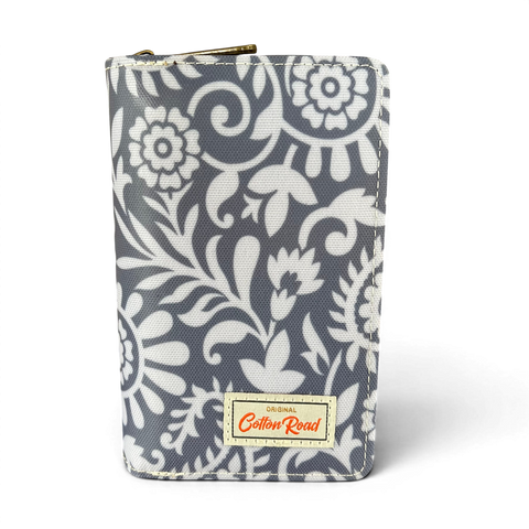 Cotton Road Wallet: Medium Blue Paisley Print PVC Wallet
