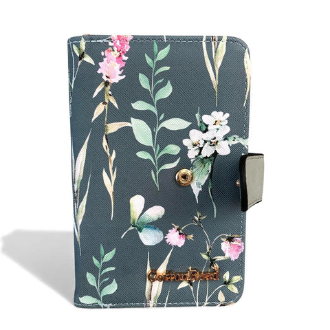 Cotton Road Wallet: Medium GREEN FLORAL PU Leather Wallet