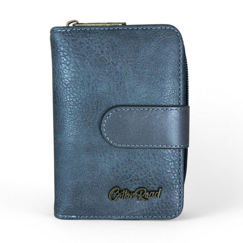 Cotton Road Wallet: Medium GREY PU Leather Wallet with CLIP