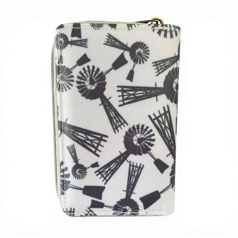 Cotton Road Sling Bag: Grey Canvas Windmill design with Matching Wallet
