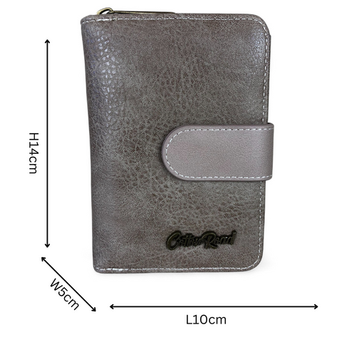 Cotton Road Wallet: Medium KHAKI BROWN PU Leather Wallet with CLIP