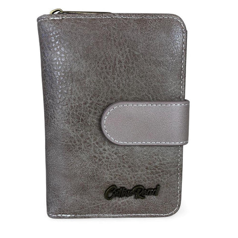 Cotton Road Wallet: Medium KHAKI BROWN PU Leather Wallet with CLIP