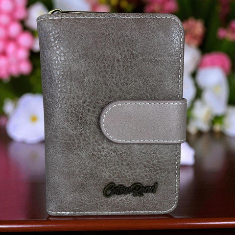 Cotton Road Wallet: Medium KHAKI BROWN PU Leather Wallet with CLIP