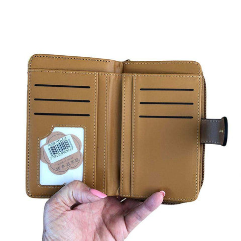 Cotton Road Wallet: Medium KHAKI FLORAL PU Leather Wallet