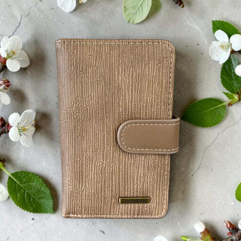 Cotton Road Wallet: Medium KHAKI PU Leather with CLIP