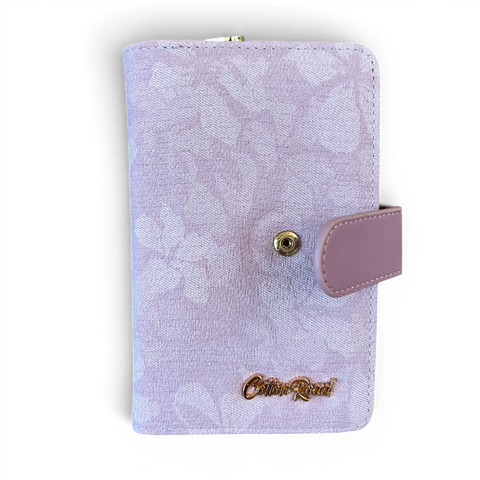 Cotton Road Wallet: Medium LILAC FLORAL PU Leather with Clip