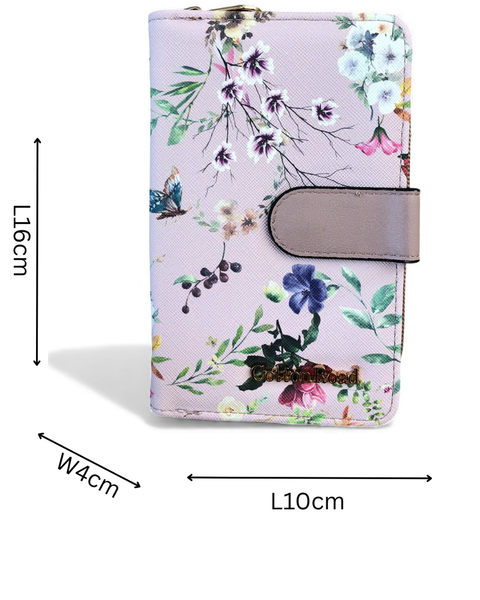 Cotton Road Wallet: Medium PINK FLORAL PU Leather Wallet