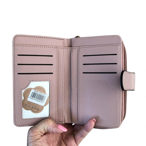 Cotton Road Wallet: Medium PINK FLORAL PU Leather Wallet