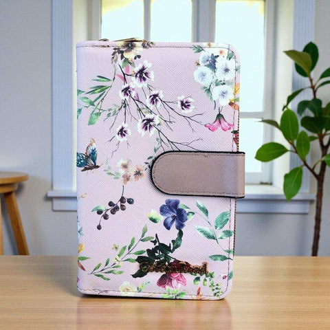 Cotton Road Wallet: Medium PINK FLORAL PU Leather for everyday use