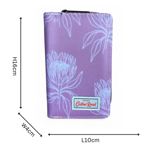Cotton Road Wallet: Medium PINK PVC Wallet with PROTEAS