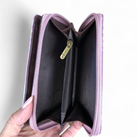 Cotton Road Wallet: Medium PINK PVC Wallet with PROTEAS
