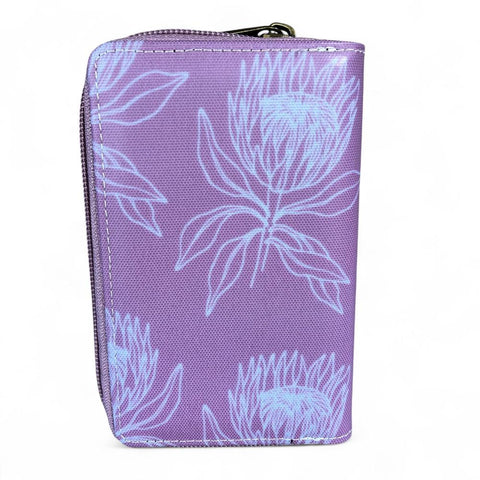 Cotton Road Wallet: Medium PINK PVC Wallet with PROTEAS