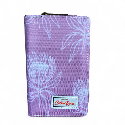 Cotton Road Wallet: Medium PINK PVC Wallet with PROTEAS