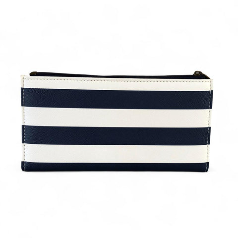 Cotton Road Wallet: NAVY and WHITE PVC Wallet with TAN detailing