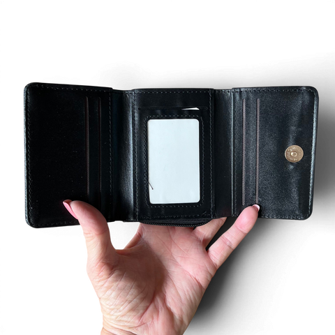 Cotton Road Wallet: Small BLACK PU Leather - Compact & Practical