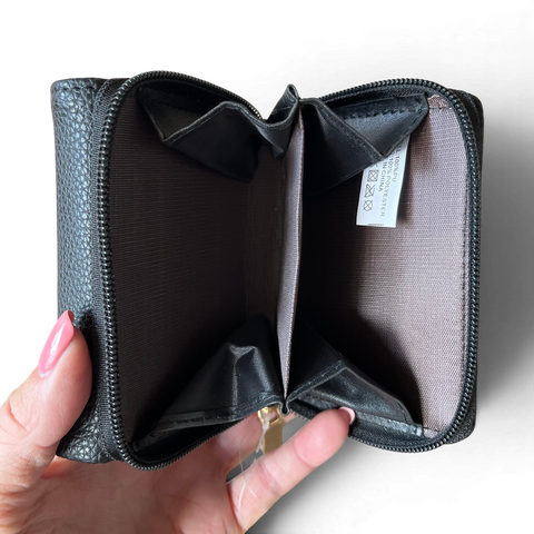 Cotton Road Wallet: Small BLACK PU Leather - Compact & Practical